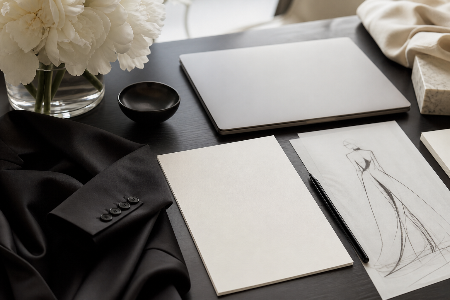 Luxury fashion founder studio materials.